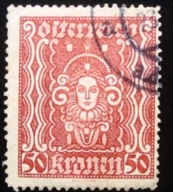Selo postal da Áustria de 1922 Woman's head - perf 12½