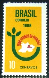 Selo postal do Brasil de 1968 Criação da Zona Franca