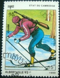 Selo Postal CAMBODJA 1990  Biathlon