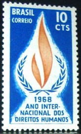Selo postal do Brasil de 1968 Direitos Humanos