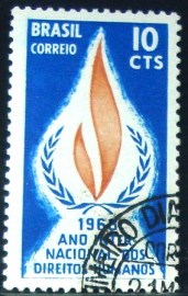 Selo postal do Brasil de 1968 Direitos Humanos - C 592 M1D