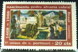 Selo postal do Brasil de 1968 1ª Missa