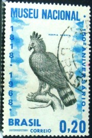 Selo postal do Brasil de 1968 Museu Nacional - C 598 U