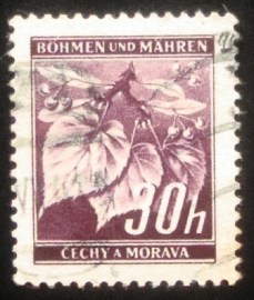 Selo postal da Bohemia e Morávia de 1939 Lime tree branch 30h