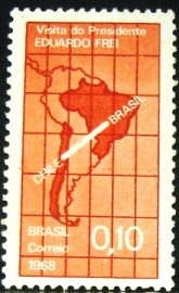 Selo postal do Brasil de 1968 Eduardo Frei - C 605 N