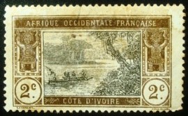 Selo postal da Costa do Marfim de 1913 Ebrié Lagoon