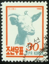 Selo postal da Coréia do Norte de 1990 Goat
