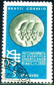 Selo postal do Brasil de 1968 Exércitos Americanos
