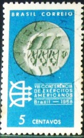 Selo postal do Brasil de 1968 Exércitos Americanos - C 608 U