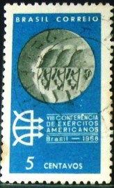 Selo postal do Brasil de 1968 Exércitos Americanos - C 608 U