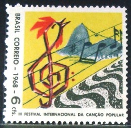 Selo postal do Brasil de 1968 Festival da Canção  - C 609 U