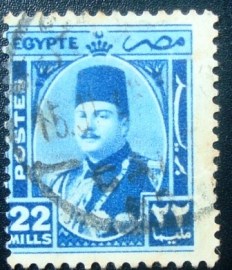 Selo postal do Egito de 1944 King Farouk 22