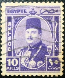 Selo postal do Egito de 1944 King Farouk 10