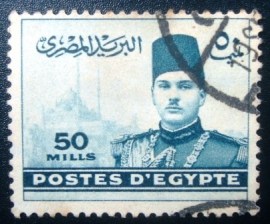 Selo postal do Egito de 1939 King Farou the Pyramids of Gizeh 50