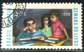 Selo postal do Brasil de 1968 Semana do Livro