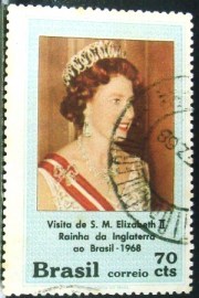 Selo postal do Brasil de 1968 Elizabeth II - C 617 U