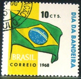 Selo postal do Brasil de 1968 Bandeira Nacional - C 619 N1D
