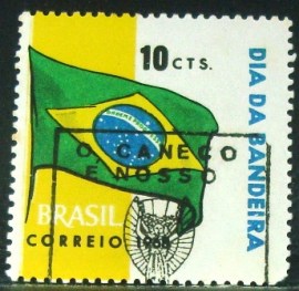 Selo postal do Brasil de 1968 Bandeira Nacional - C 619 NCC