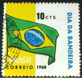 Selo postal do Brasil de 1968 Bandeira Nacional - C 619 U