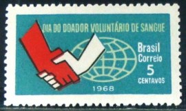 Selo postal do Brasil de 1968 Doador de Sangue