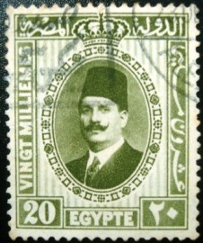 Selo postal do Egito de 1927 King Fuad I 20