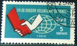Selo postal do Brasil de 1968 Doador de Sangue - C 621 N1D