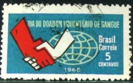 Selo postal do Brasil de 1968 Doador de Sangue - C 621 N