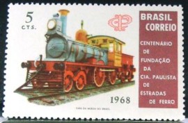 Selo postal do Brasil de 1968 Cia Paulista de Estradas de Ferro