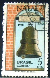 Selo Postal do Brasil de 1968 Natal