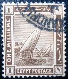 Selo postal do Egito de 1914 Boats on Nile 1