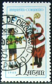 Selo postal do Brasil de 1968 Papai Noel - C 626 N1D