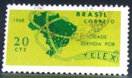 Selo postal do Brasil de 1968 Telex Curitiba - C 607 U