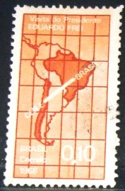 Selo postal do Brasil de 1968 Eduardo Frei - C 605 U