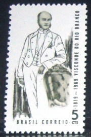 Selo Postal Comemorativo do Brasil de 1969 - C 628 N