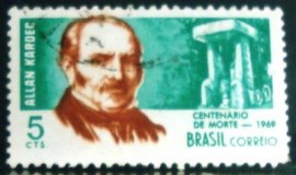Selo postal do Brasil de 1969 Allan Kardec