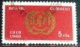 Selo postal do Brasil de 1969 O.I.T.