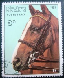 Selo postal Laos 1987 Equus ferus caballus
