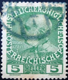Selo postal da Áustria de 1908 Emperor Franz Joseph 5v