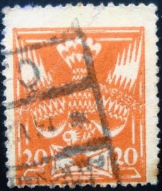 Selo postal da Tchecoslováquia 1921 Dove 20