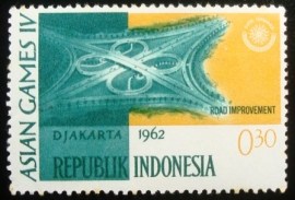 Selo postal da Indonésia de 1962 Road improvement