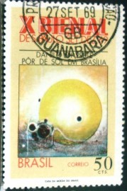 Selo postal do Brasil de 1969 Pôr de Sol em Brasília
