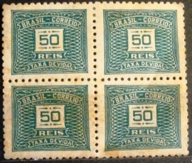 Quadra de selos postais do Brasil de 1933 Taxa Devida 50 - X 67 N