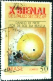 Selo postal do Brasil de 1969 Pôr de Sol em Brasília