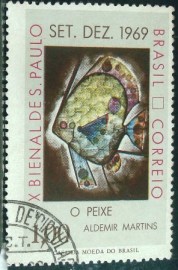 Selo postal do Brasil de 1969 O Peixe - C 649 M1D