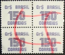 Quadra de selos postais do Brasil de 1985 Cifra 150 - 635 U