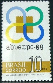 Selo postal do Brasil de 1969 ABUEXPO 69