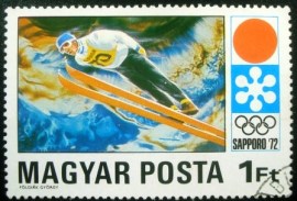 Selo postal da Hungria de 1971 Ski-jump