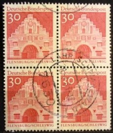 Quadra de selos postais da Alemanha de 1967 Norder Gate