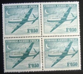 Quadra de selos postais do Chile de 1963 Douglas DC6