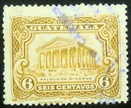 Selo postal da Guatemala de 1924 Temple of Minerva re-engraved